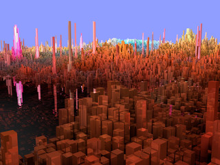 Città del futuro, grattacieli, fantascienza, astratto © Naeblys