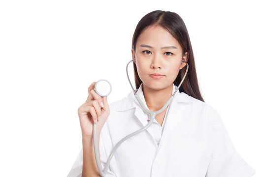 Young Asian female doctor with stethoscope