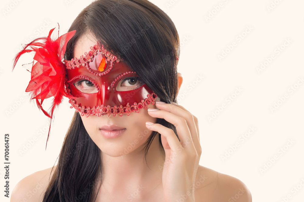 Wall mural woman in a carnival mask