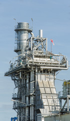 Industrial zone, Steel pipelines and cables in factory