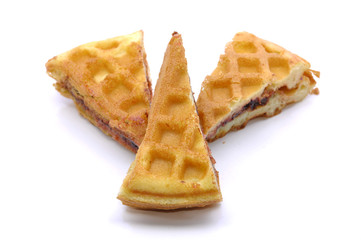 Waffle With Grape Flavor Over White Background