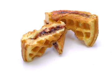 Waffle With Grape Flavor Over White Background