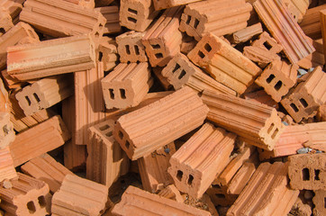 group of red bricks on construction site