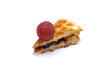 Waffle With Grape Flavor Over White Background