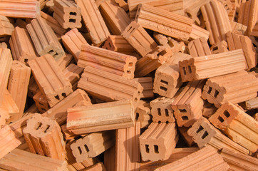 group of red bricks on construction site