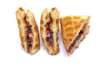 Waffle With Grape Flavor Over White Background