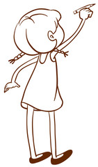 A simple sketch of a young girl writing