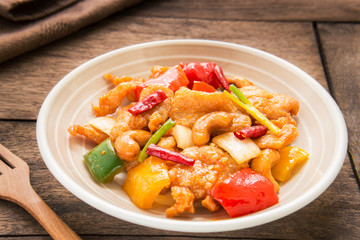Stir fired chicken with cashew nuts, Thai food style