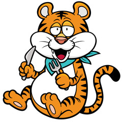 Vector illustration of Tiger cartoon