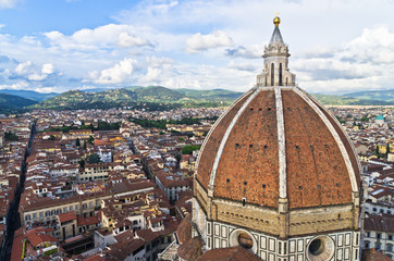 Fototapeta na wymiar View of Florence from tower of Santa Maria cathedral, Tuscany