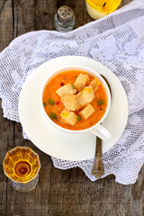 Pumpkin soup with croutons