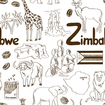 Sketch Zimbabwe seamless pattern
