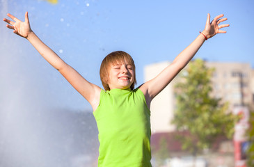 Happiness child relaxing outdoors