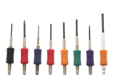 Precision screwdrivers isolated on white