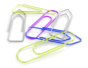 paper clips isolated on white. 3d illustration