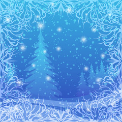 Fototapeta na wymiar Christmas background, winter forest