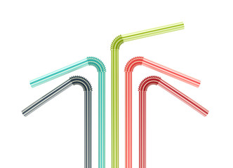 colorful drinking straws isolated on white