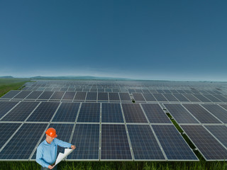 engineer in solar panel station