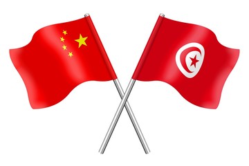 Flags: China and Tunisia