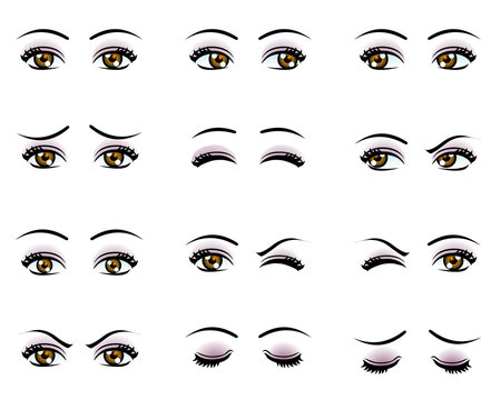 Vector female eyes in different emotion