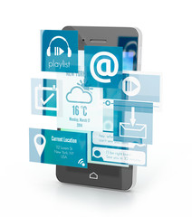 set of elements featuring the flat design, with smartphone