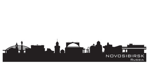 Naklejka premium Novosibirsk Russia city skyline Detailed silhouette