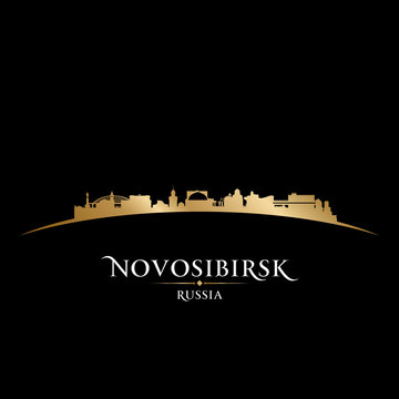 Novosibirsk Russia city skyline silhouette black background