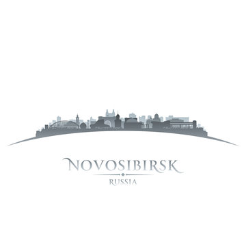 Novosibirsk Russia city skyline silhouette white background