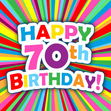 "HAPPY 70th BIRTHDAY" Card (party invitation card message)