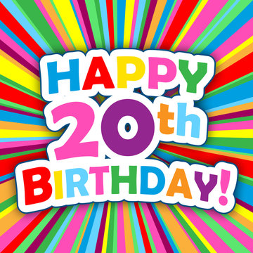 "HAPPY 20th BIRTHDAY" Card (party invitation card message)