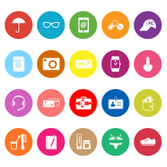 Travel luggage preparation flat icons on white background