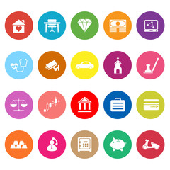 Insurance related flat icons on white background