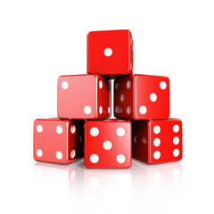 red lucky dices isolated. 3d illustration