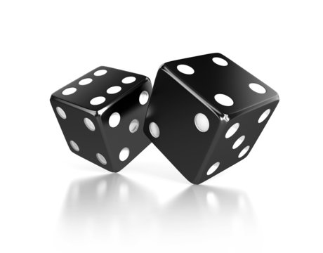 black lucky dices isolated. 3d illustration