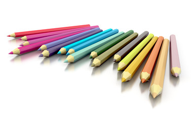 multicolor pencils isolated on white. 3d concept