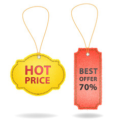 Price tags of denim fabric texture background, Vector