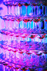 Pyramid of pink champagne