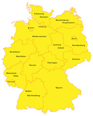 Bundesländer gelb mit Beschriftung