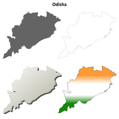 Odisha (Orissa) blank detailed outline map set