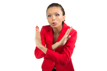 Portrait of prohibiting businesswoman
