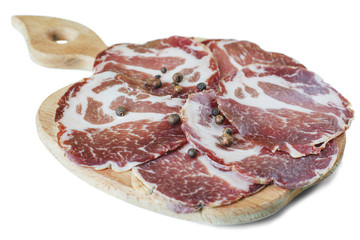 Bacon slices on a board