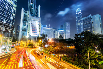 Fototapeta na wymiar urban city traffic light trails at night