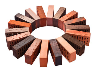 Collection of facing bricks isolated included clipping path