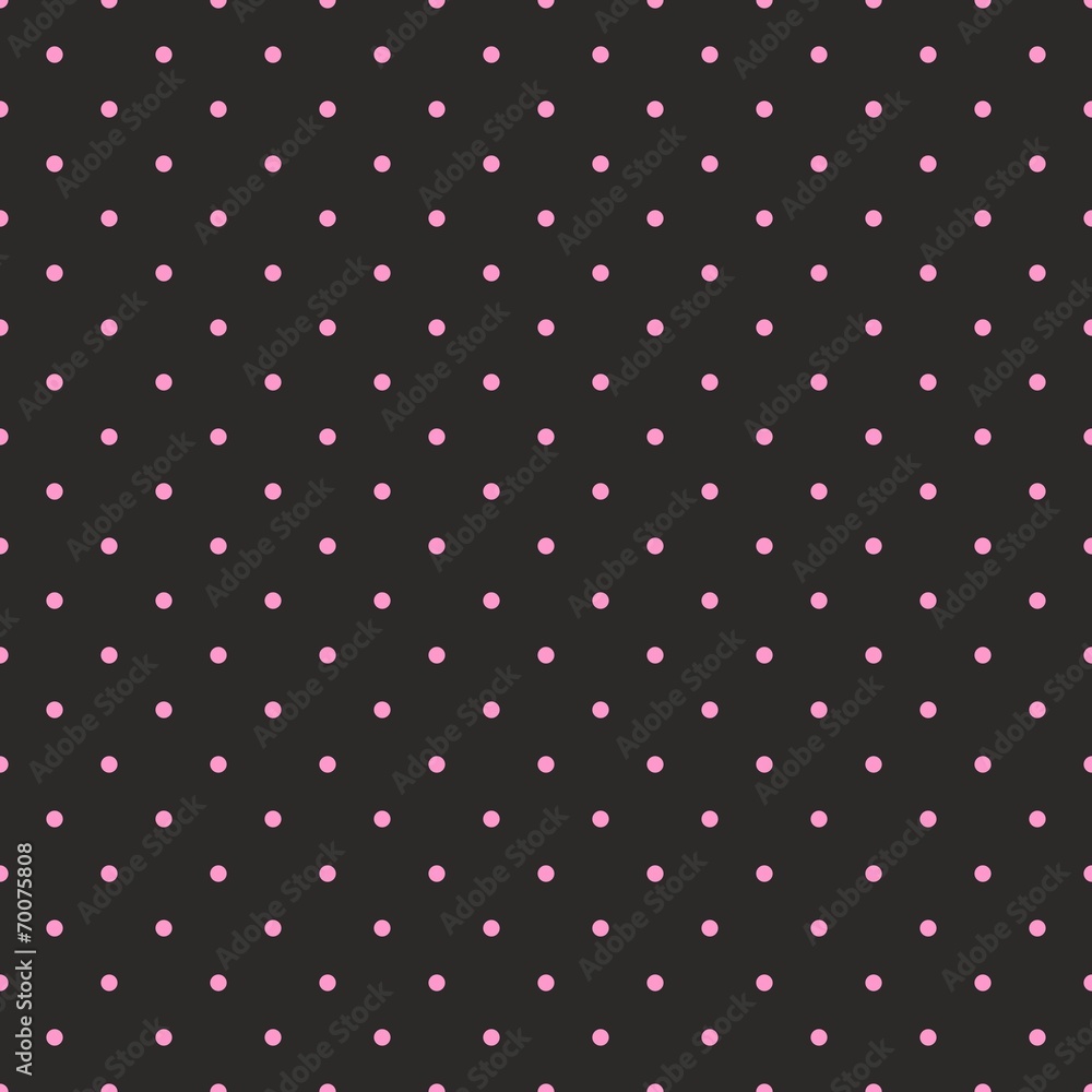 Poster tile vector pattern with pink polka dots black background