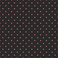 Tile vector pattern with pink polka dots black background © ingalinder