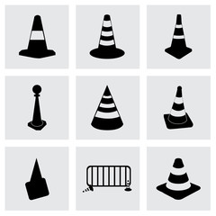 Vector black traffic cone icons set - 70075820