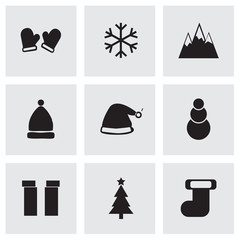 Vector black winter icons set