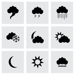 Vector black weather icons set