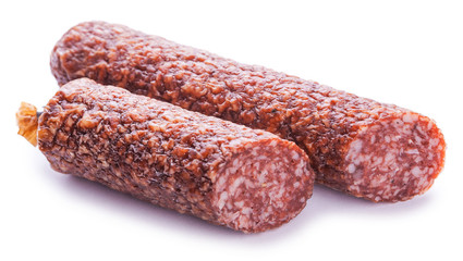 salami isolated on a white background