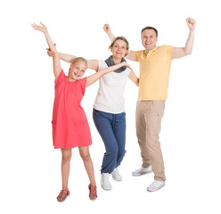 Excited Young Happy Family Jumping